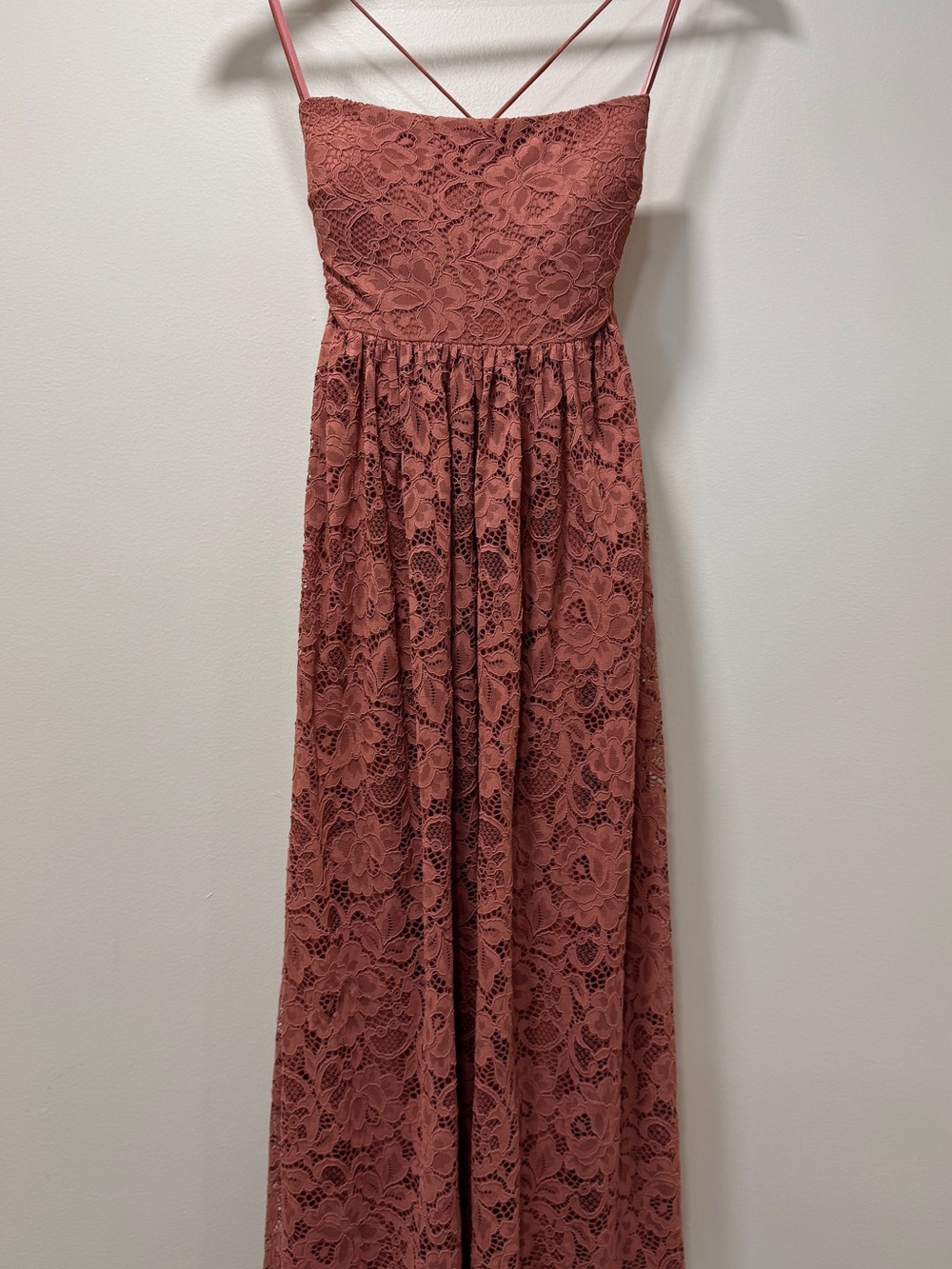 BHLDN Zoe Open-Back Lace Midi Dress in Sedona